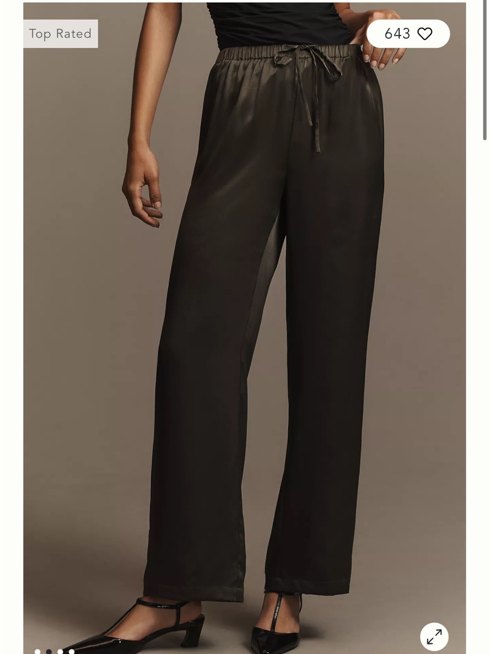 Reformation Olina Silk Pants - Olive Green - Picture 2 of 7